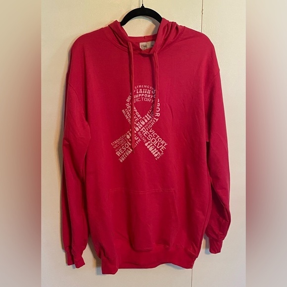 Jiu Ding Tops - NWOT. Jiu Ding Sport Breast Cancer Awareness Hoodie, 5X, this shirt runs small